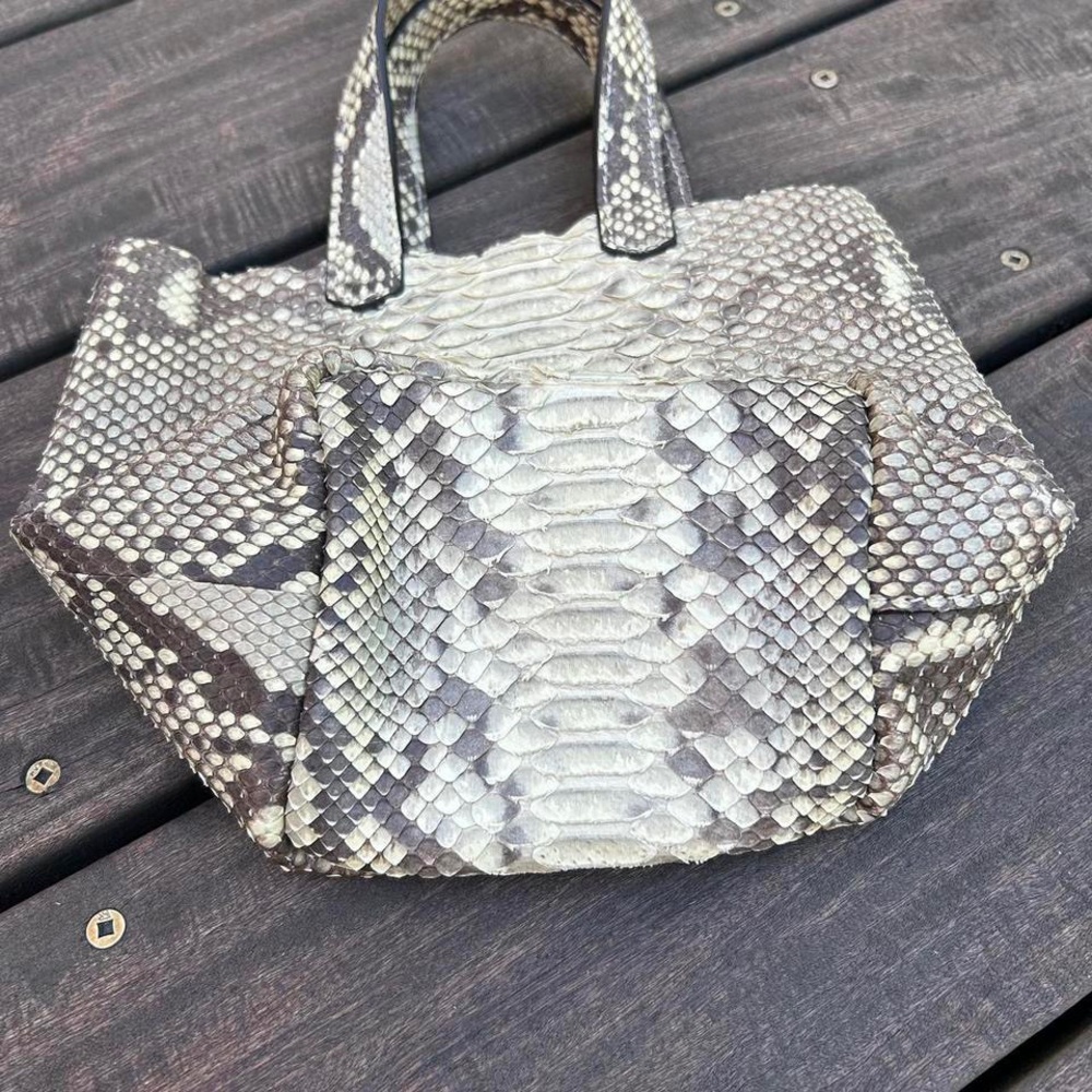 Authentic Beige/Grey Genuine Python Snakeskin Lau… - image 4